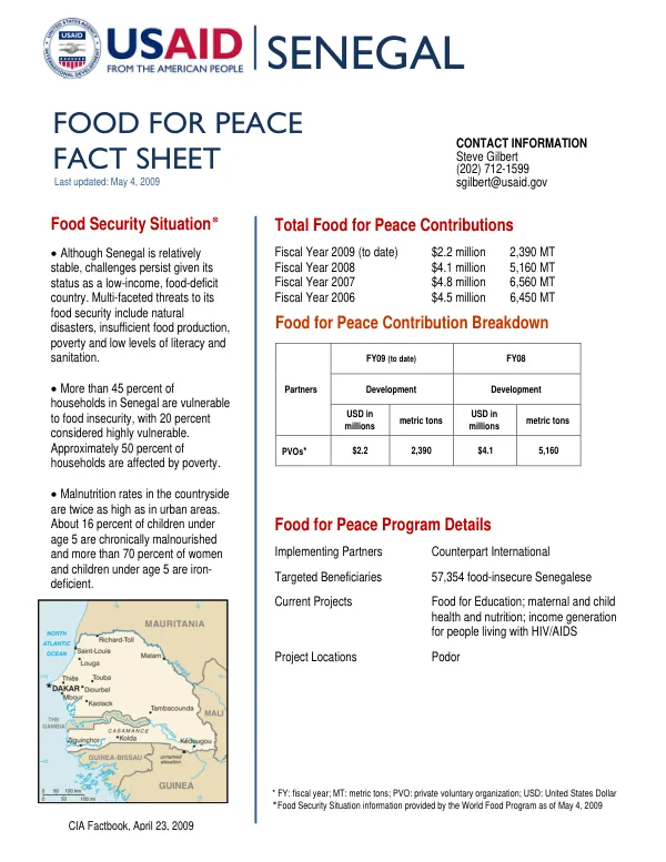 Food for Peace Fact Sheet: Senegal