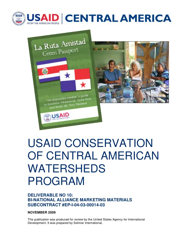USAID Conservation of Central American Watersheds Program: Bi-National Sustainable Tourism Alliance Marketing Materials