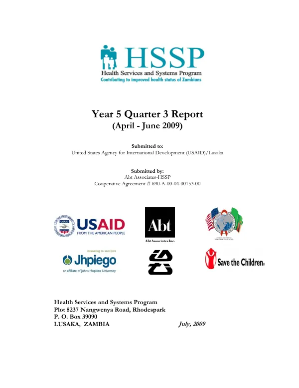 Year 5 Quarter 3 Report (April - June 2009)
