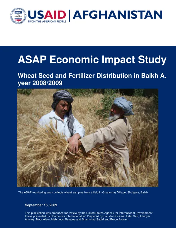 ASAP Economic Impact Study: Wheat Seed and Fertilizer Distribution in Balkh Province