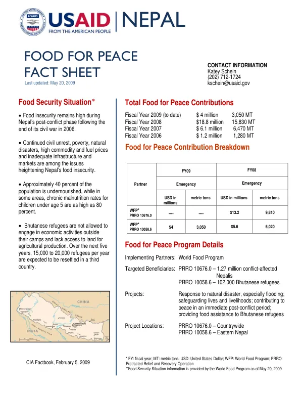 Food for Peace Fact Sheet Nepal