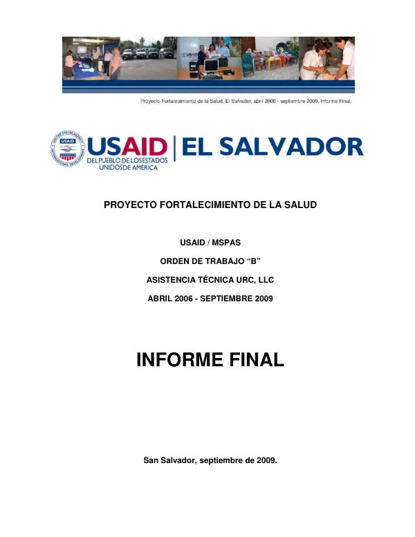 Final Report: Proyecto Fortalecimiento de la Salud