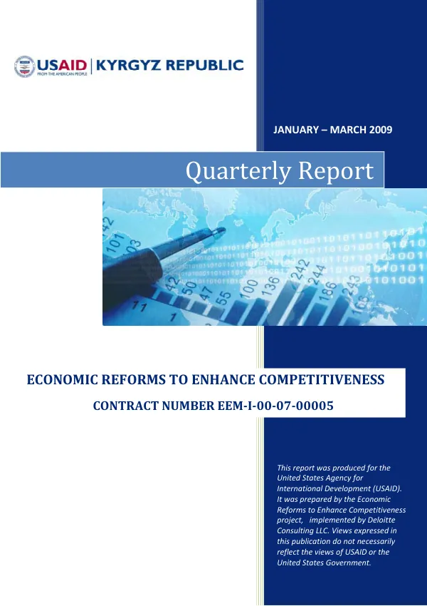 Quarterly Report ECONOMIC REFORMS TO ENHANCE COMPETITIVENESS