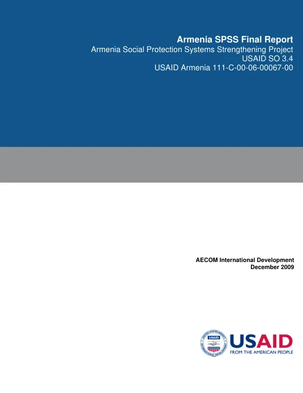 Armenia Social Protection Systems Strengthening Project Final Report