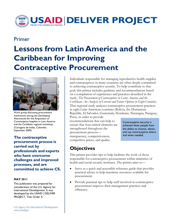 Lessons from Latin America and the Caribbean for Improving Contraceptive Procurement