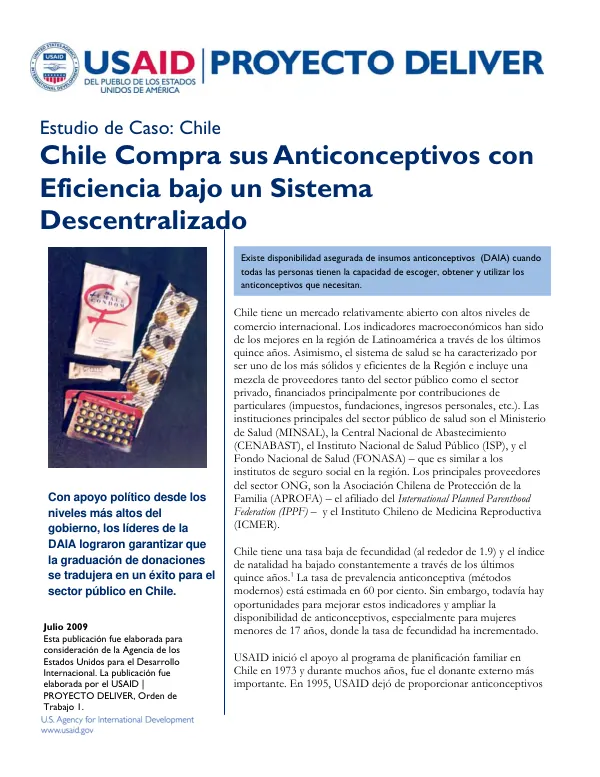 Estudio de Caso: Chile - Chile Compra sus Anticonceptivos con Eficiencia bajo un Sistema Descentralizado