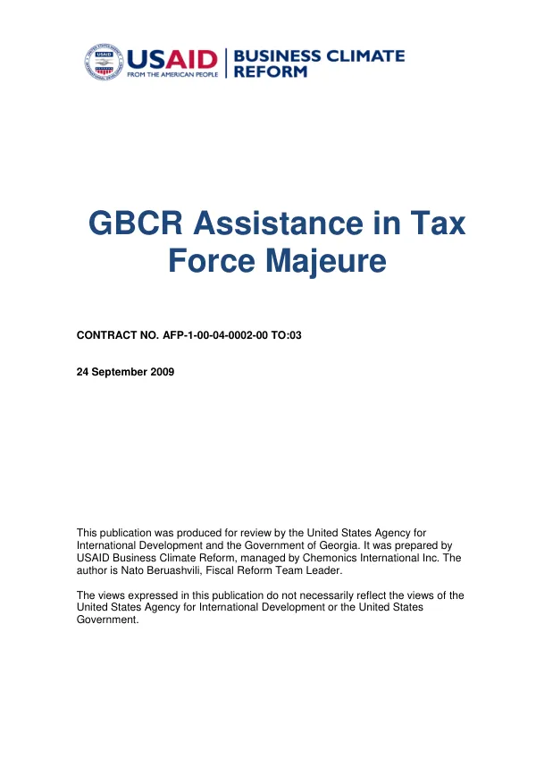 GBCR Assistance in Tax Force Majeure