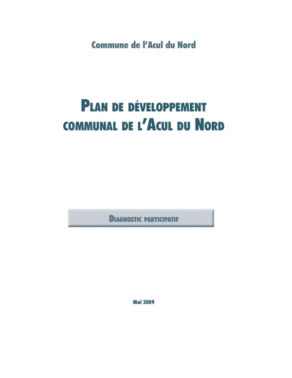 Plan de développement communal de l'Acul du Nord
