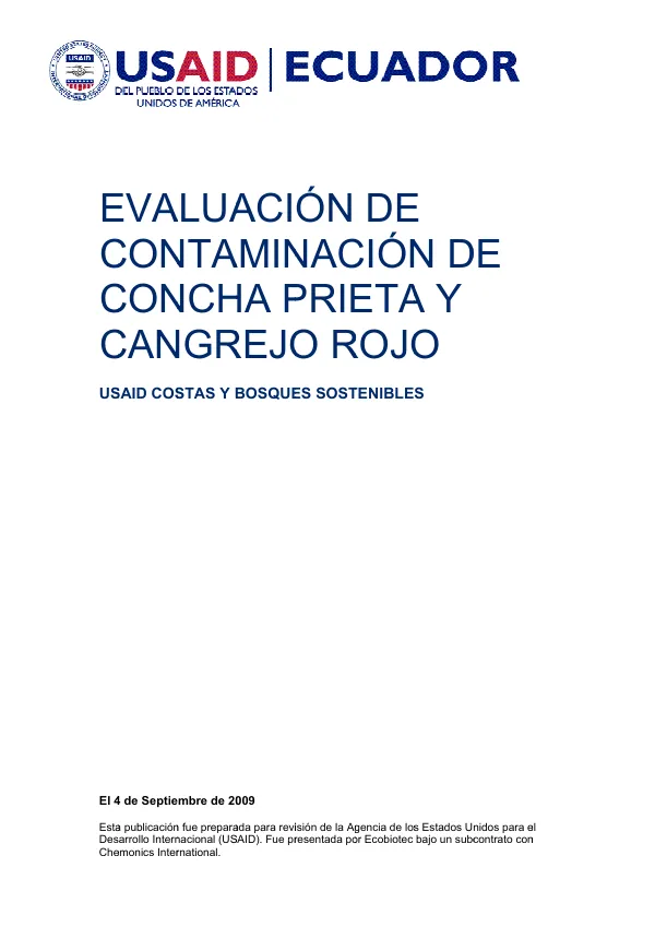 EVALUACIÓN DE CONTAMINACIÓN DE CONCHA Y CANGREJO