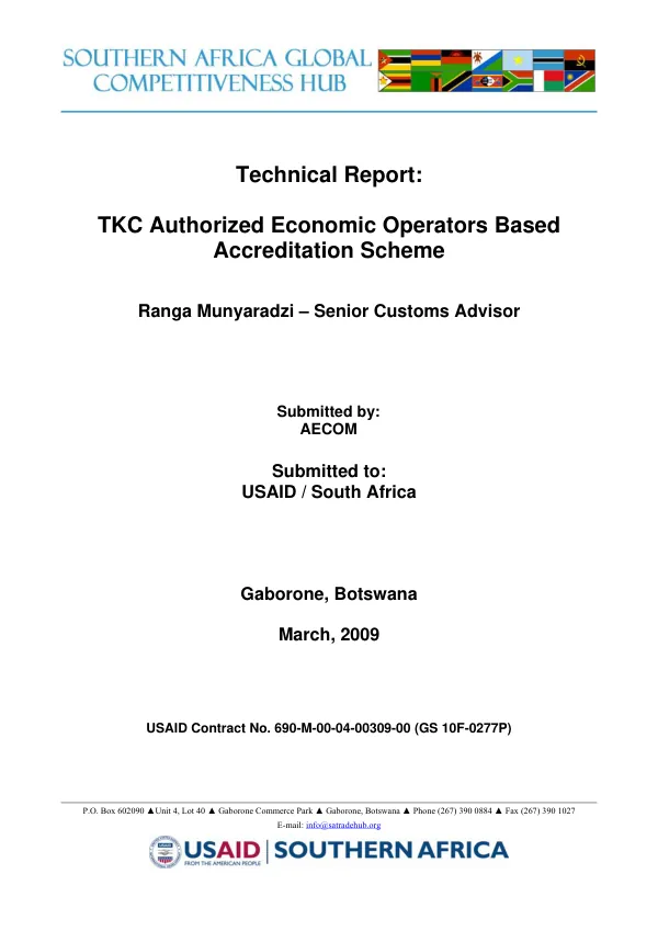 TKC Authorized Economic Operators Based Accreditation Scheme