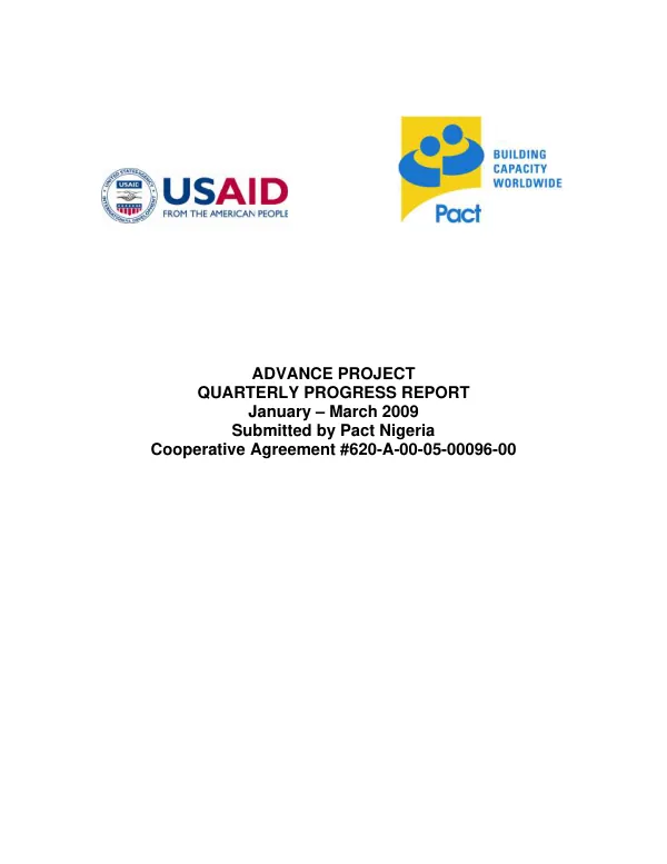 Pact/ADVANCE Programmatic Report for Quarter 2 of FY09