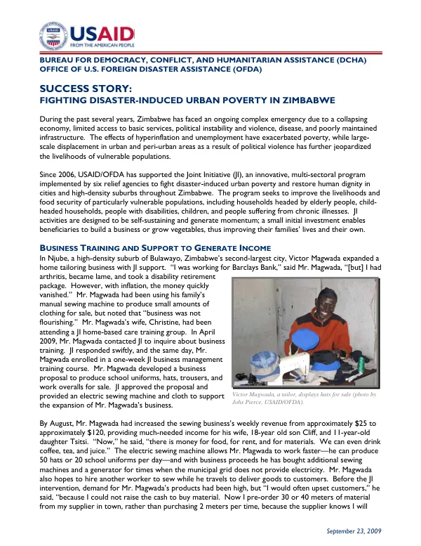 Zimbabwe Success Story: Mitigating Cholera in Zimbabwe
