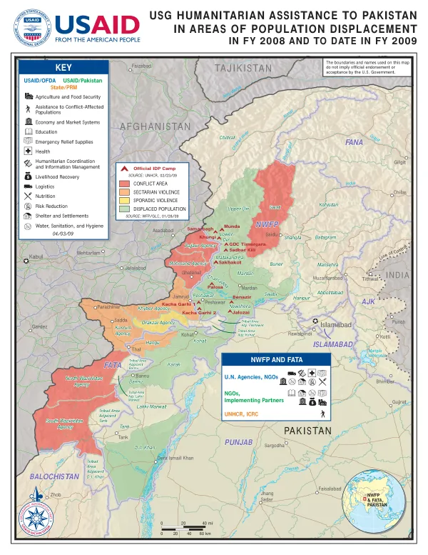 USG HUMANITARIAN ASSISTANCE TO PAKISTAN IN AREAS OF POPULATION DISPLACEMENT