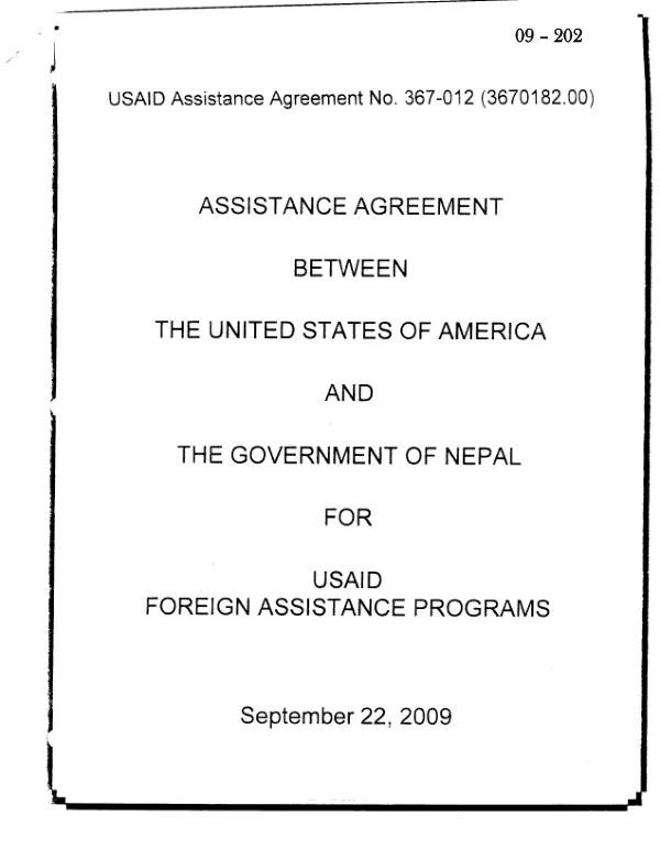 USAID Assistance Agreement No. 367-012