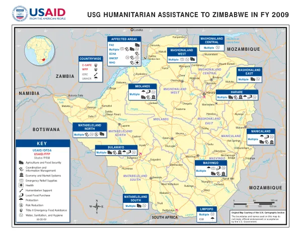 USG HUMANITARIAN ASSISTANCE TO ZIMBABWE IN FY 2009