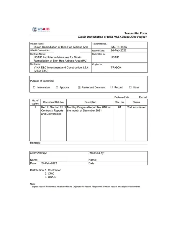 IM2 Monthly Progress Report No.010 for The Month of December 2021