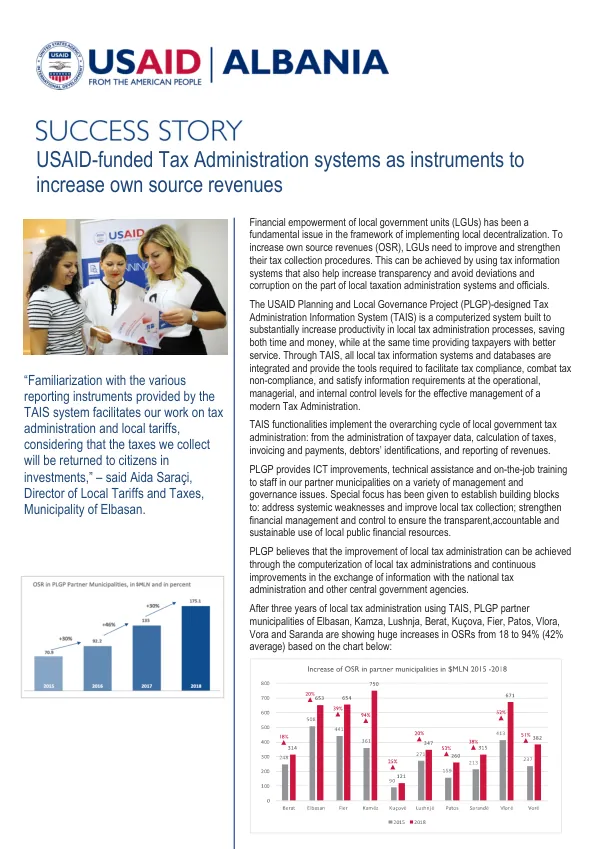 Success Story: USAID-funded Tax Systems as Instruments to Increase Own Source Revenues