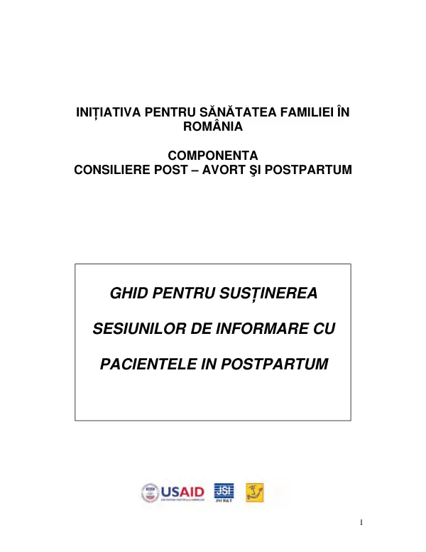 Ghid pentru susţinerea sesiunilor de informare cu pacientele în postpartum