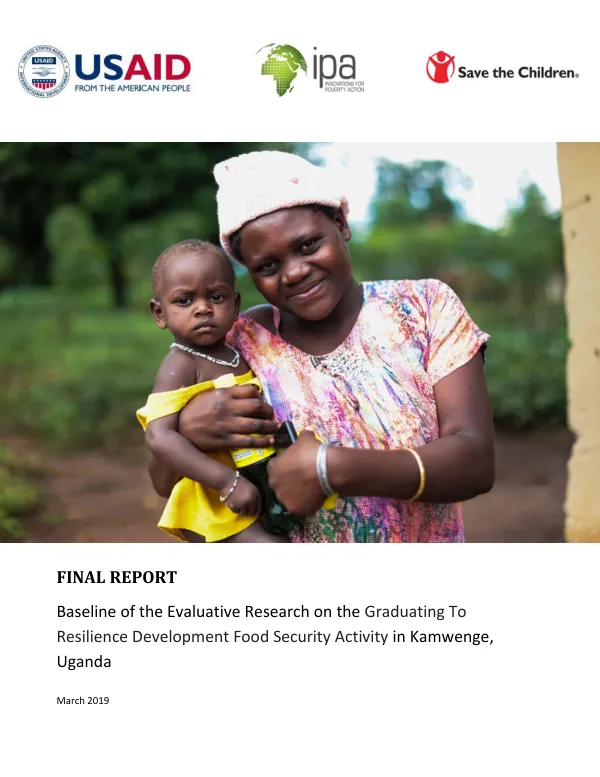 Baseline of the Evaluative Research on the Graduating to Resilience Development Food Security Activity in Kamwenge, Uganda