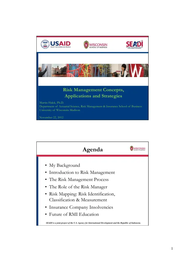 Risk management concepts, applications and strategies