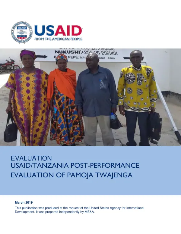 USAID/Tanzania post-performance evaluation of pamoja twajenga