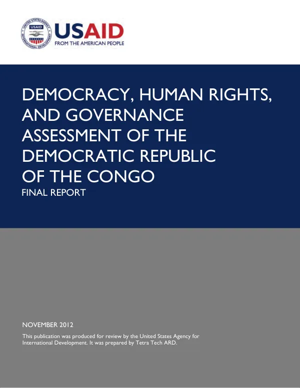 Democracy, human rights and governance assessment of the Democratic Republic of the Congo : final report
