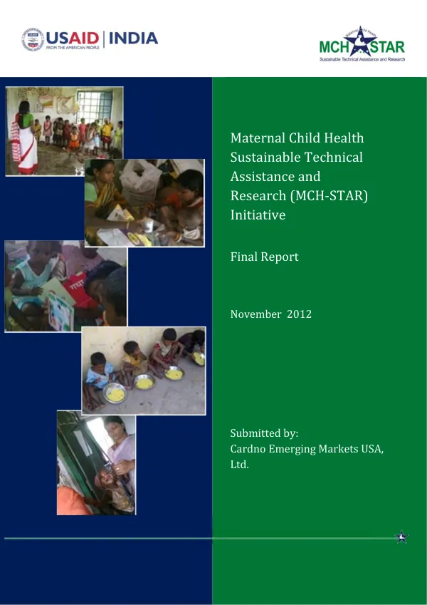 Maternal child health sustainable technical assistance and research (MCH‐STAR) initiative : final report