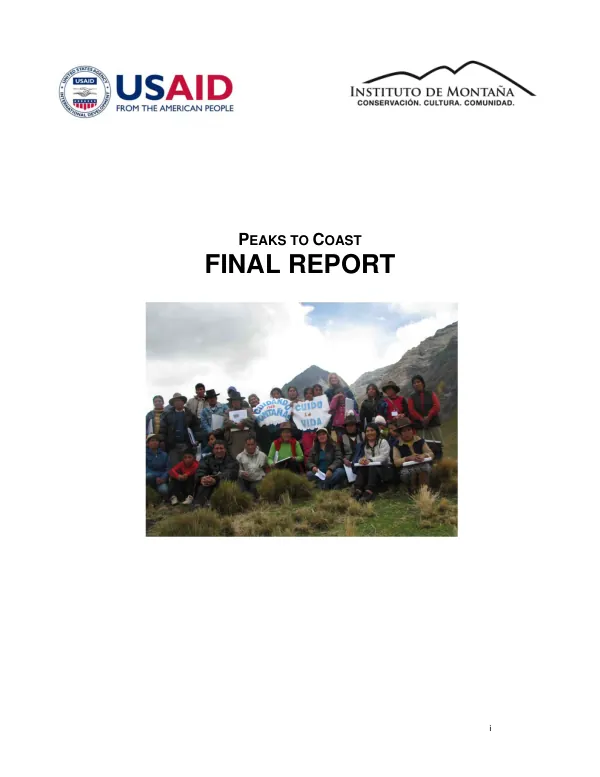 From the glaciers to the coast : building climate change awareness and resilience in the Ancash and Piura watersheds of northern Peru : final report
