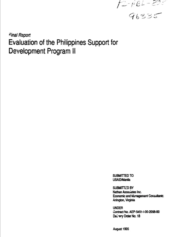 Final report : evaluation of the Philippines support for development program II