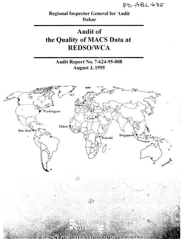 Audit of the quality of MACS [mission accounting and control system] data at REDSO/WCA