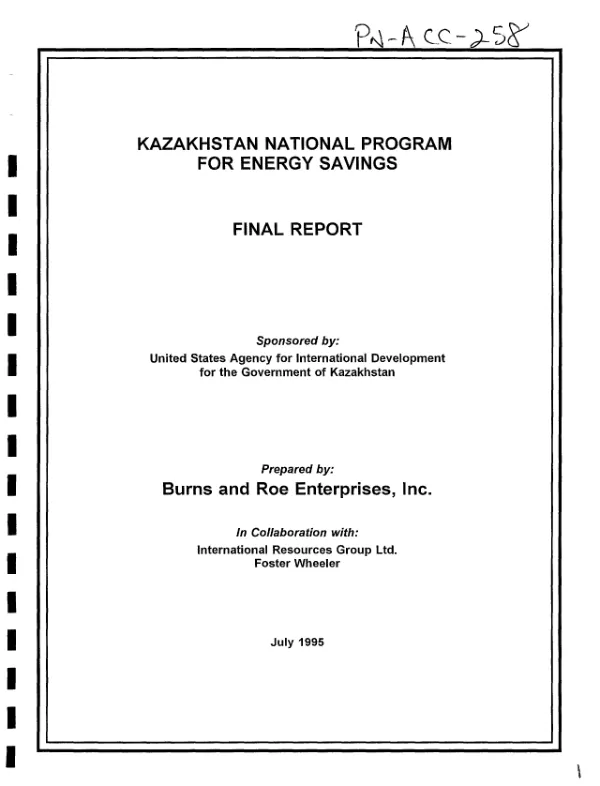 Kazakhstan national program for energy savings : final report