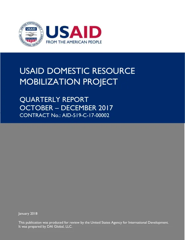 El Salvador Domestic Resource Mobilization Project: Quarterly Report October-December 2017