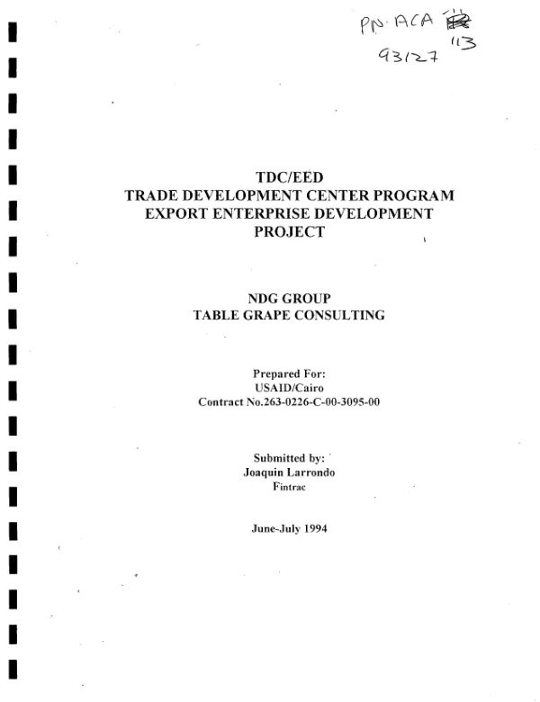TDC/EED (Trade Development Center program, export enterprise development project) : NDG [new desert growers] group table grape consulting