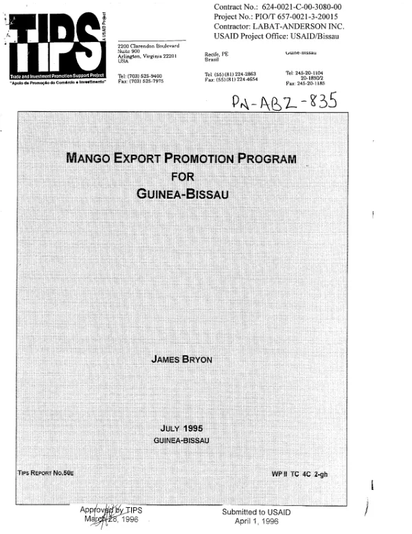 Mango export promotion program for Guinea-Bissau