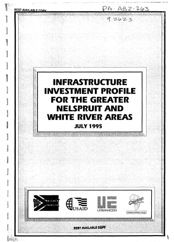 Infrastructure investment profile for the greater Nelspruit and White River areas