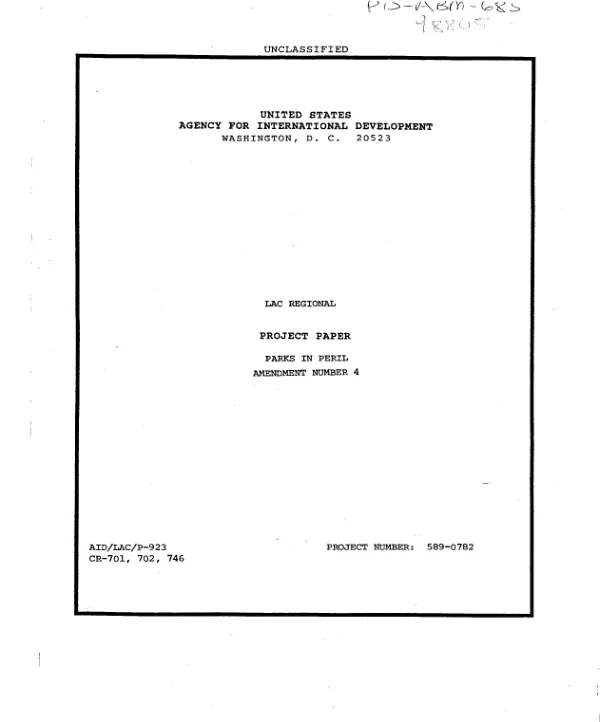 LAC regional project paper : parks in peril [PiP] amendment no. 4