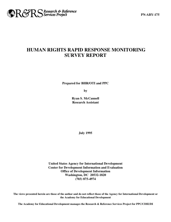 Human rights rapid response monitoring survey report