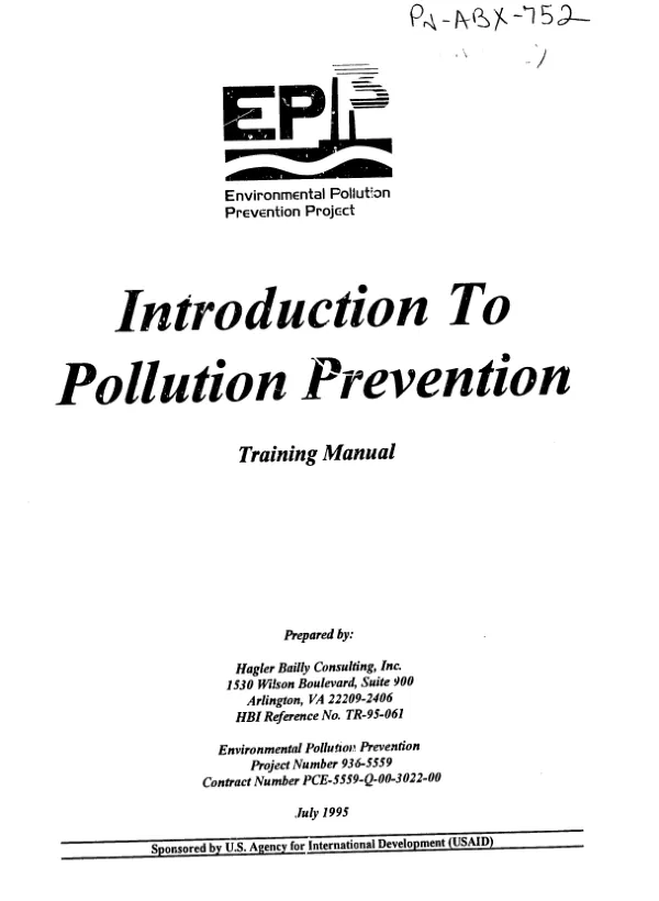 Introduction to pollution prevention : training manual