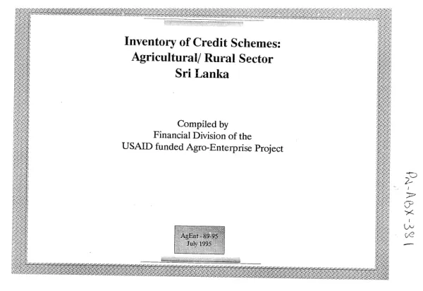 Inventory of credit schemes : agricultural/rural sector -- Sri Lanka