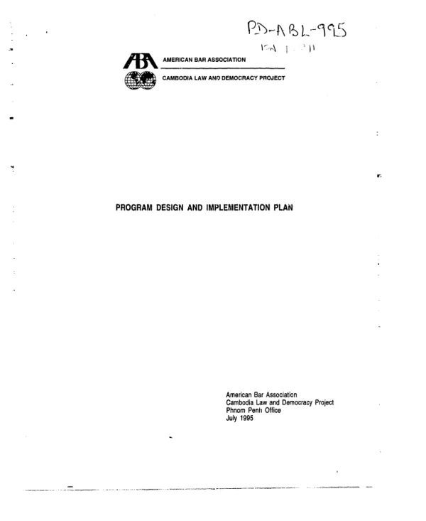 Program design and implementation plan