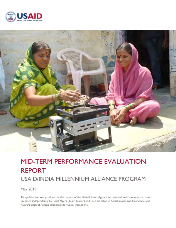 Mid-term performance evaluation report : USAID/India millennium alliance program