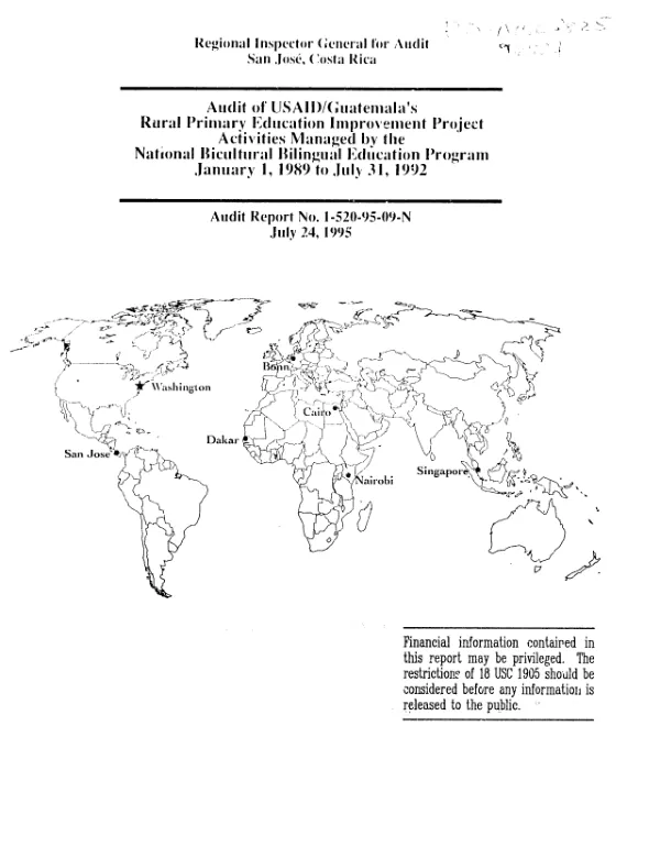 Audit of USAID/Guatemala"s rural primary education improvement project activities managed by the National Bicultural Bilingual Education Program, January 1, 1989 to July 31, 1992