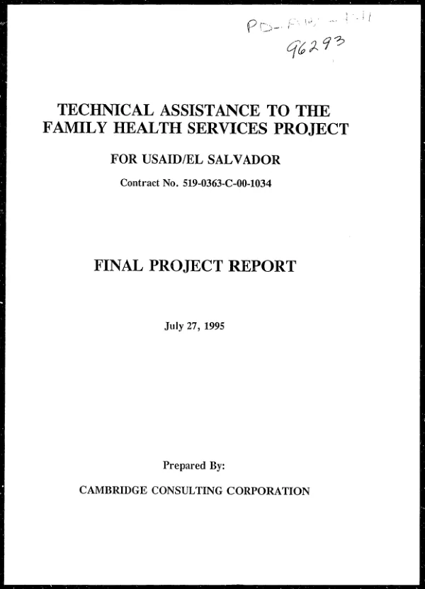 Technical assistance to the family health services project : final project report