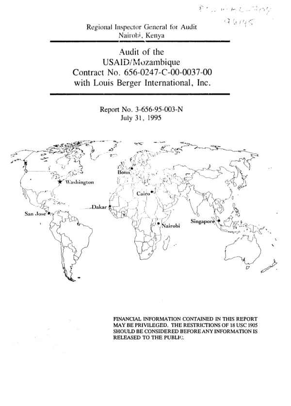 Audit of the USAID/Mozambique contract no. 656-0247-C-00-0037-00 with Louis Berger International, Inc.