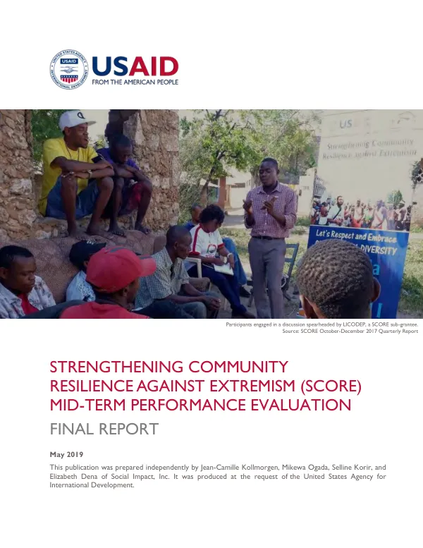 Strengthening Community resilience against extremism (SCORE) mid-term performance evaluation : final report