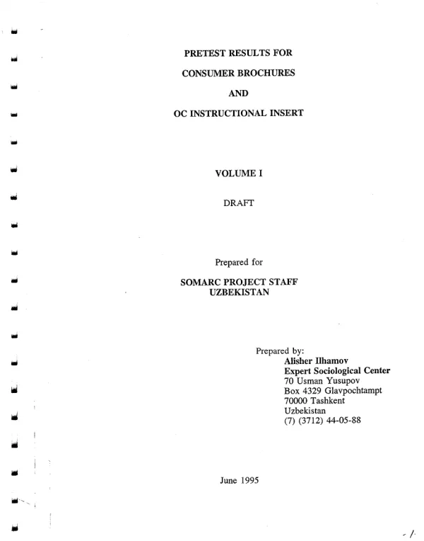 Pretest results for consumer brochures and OC [oral contraceptives] instructional insert : volume 1