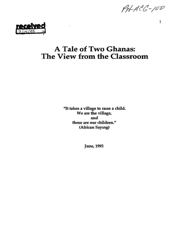 A tale of two Ghanas : the view from the classroom