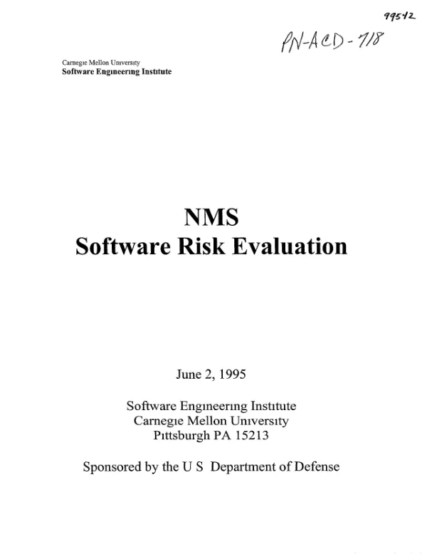 NMS software risk evaluation