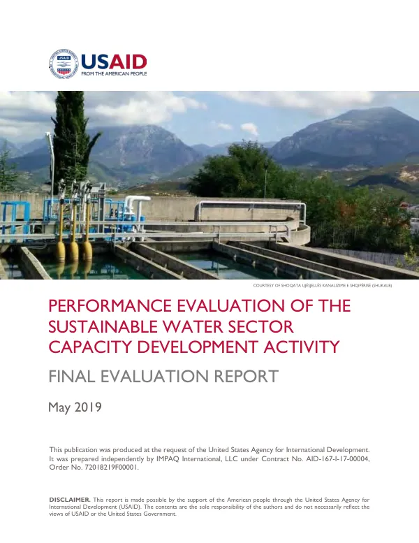 Performance evaluation of the sustainable water sector capacity development activity : final evaluation report