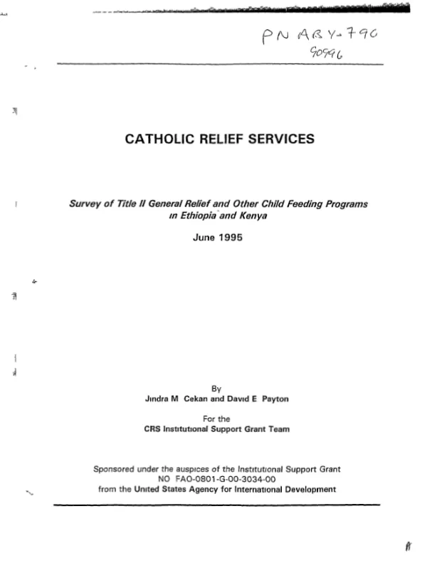 Survey of the Title II general relief and other child feeding programs of Ethiopia and Kenya